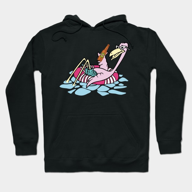'Beer Lover Flamingo' Funny Flamingo Bird Hoodie by ourwackyhome